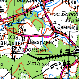 Бородино на карте Московской области и России